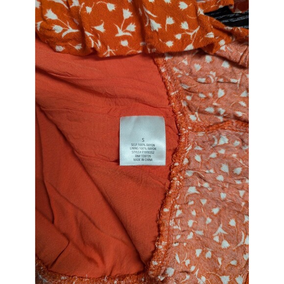Harper Heritage Orange Floral Ruffled Button Up V-Neck Blouse Women's S - Picture 6 of 7
